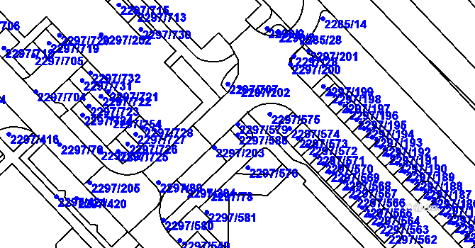 Parcela st. 2297/579 v KÚ Slatina, Katastrální mapa