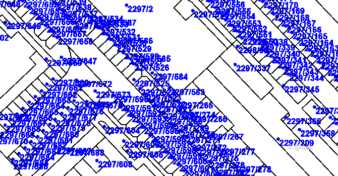 Parcela st. 2297/583 v KÚ Slatina, Katastrální mapa