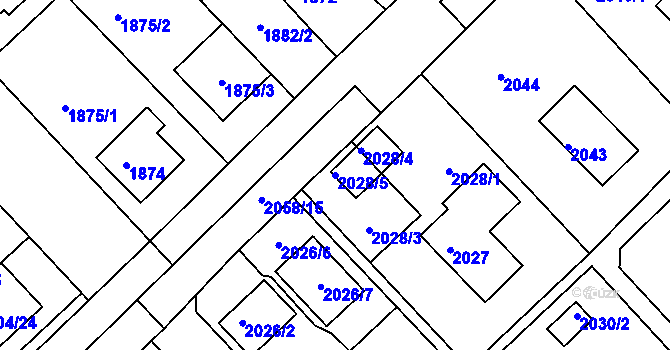 Parcela st. 2028/5 v KÚ Slatina, Katastrální mapa