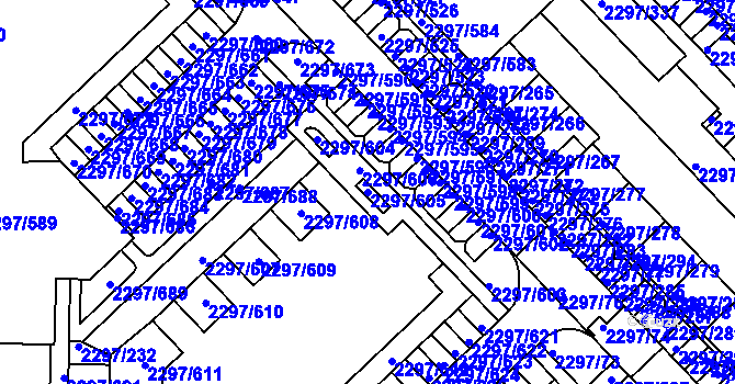 Parcela st. 2297/605 v KÚ Slatina, Katastrální mapa