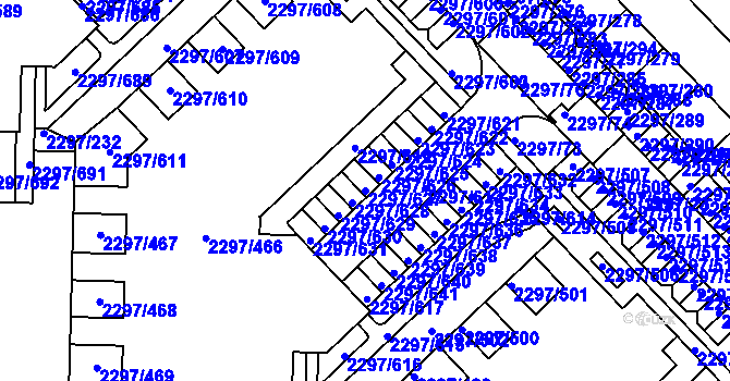 Parcela st. 2297/627 v KÚ Slatina, Katastrální mapa