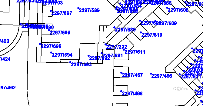 Parcela st. 2297/691 v KÚ Slatina, Katastrální mapa