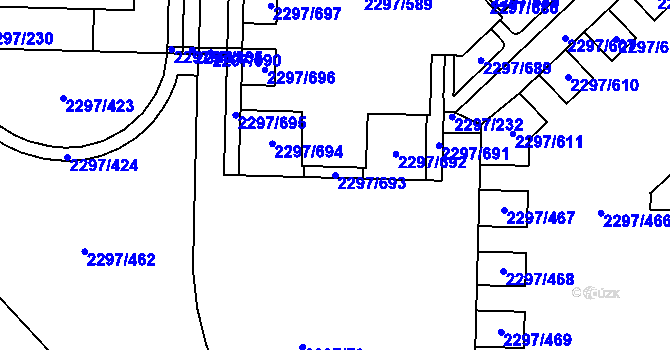Parcela st. 2297/693 v KÚ Slatina, Katastrální mapa