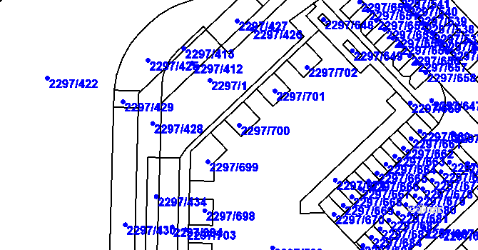 Parcela st. 2297/700 v KÚ Slatina, Katastrální mapa