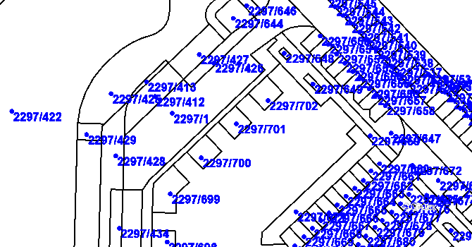 Parcela st. 2297/701 v KÚ Slatina, Katastrální mapa