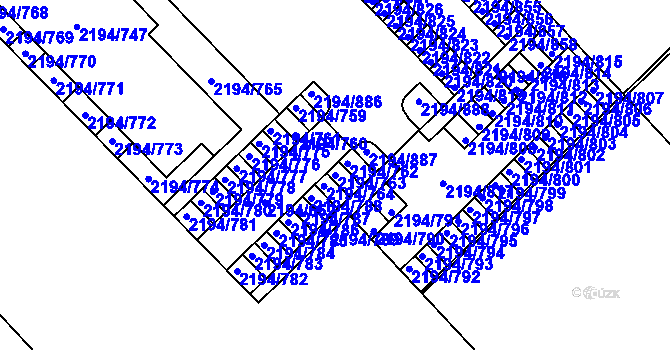 Parcela st. 2194/763 v KÚ Slatina, Katastrální mapa