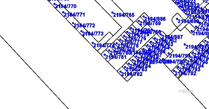 Parcela st. 2194/781 v KÚ Slatina, Katastrální mapa