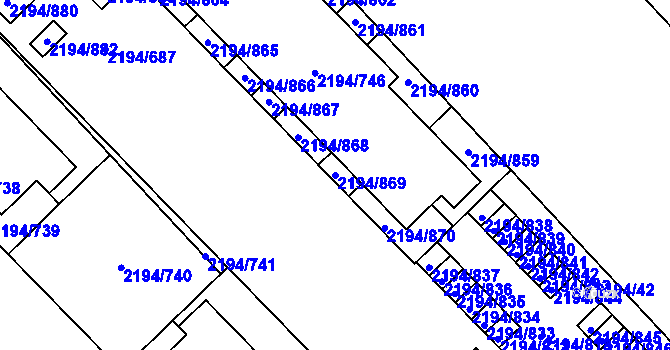 Parcela st. 2194/869 v KÚ Slatina, Katastrální mapa