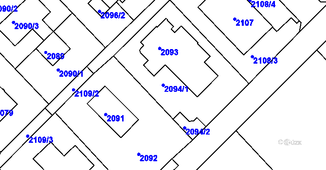 Parcela st. 2094/1 v KÚ Slatina, Katastrální mapa