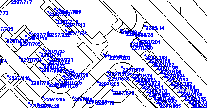 Parcela st. 2297/707 v KÚ Slatina, Katastrální mapa