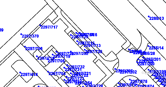 Parcela st. 2297/713 v KÚ Slatina, Katastrální mapa