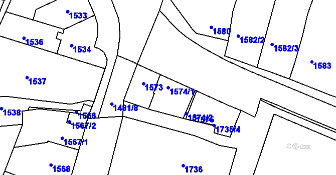 Parcela st. 1574/1 v KÚ Slatina, Katastrální mapa