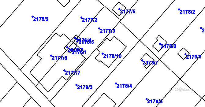 Parcela st. 2178/10 v KÚ Slatina, Katastrální mapa
