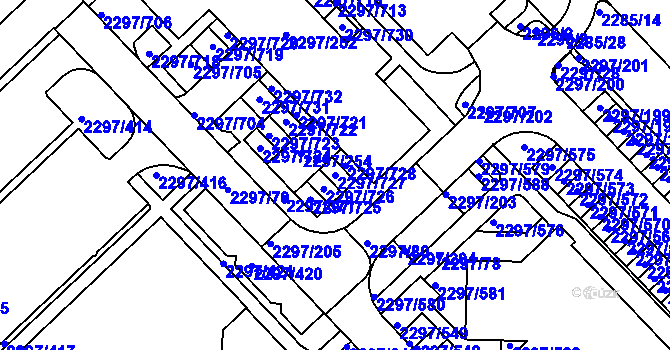 Parcela st. 2297/727 v KÚ Slatina, Katastrální mapa