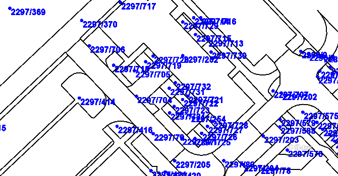 Parcela st. 2297/731 v KÚ Slatina, Katastrální mapa