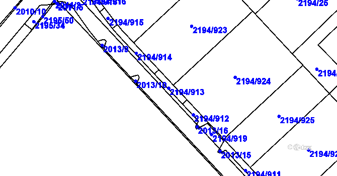 Parcela st. 2194/913 v KÚ Slatina, Katastrální mapa