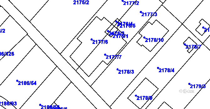 Parcela st. 2177/7 v KÚ Slatina, Katastrální mapa