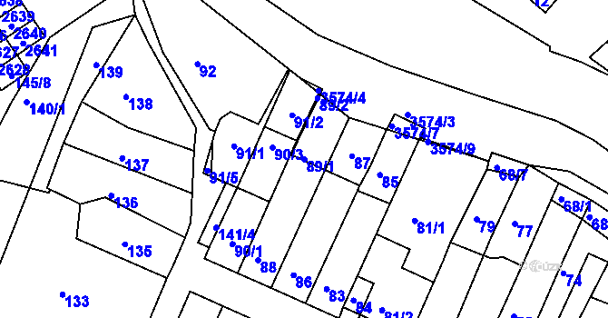 Parcela st. 89/1 v KÚ Slatina, Katastrální mapa