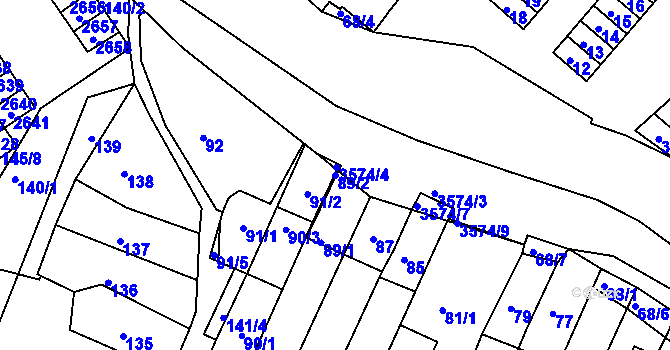 Parcela st. 89/2 v KÚ Slatina, Katastrální mapa