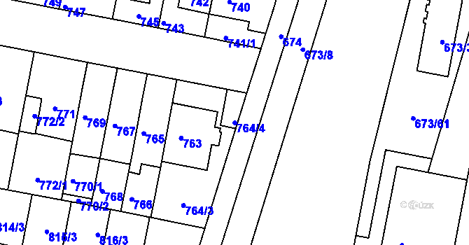 Parcela st. 764/4 v KÚ Slatina, Katastrální mapa