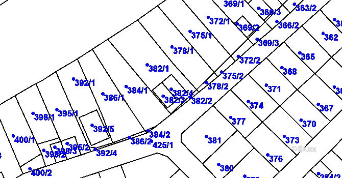 Parcela st. 382/4 v KÚ Slatina, Katastrální mapa