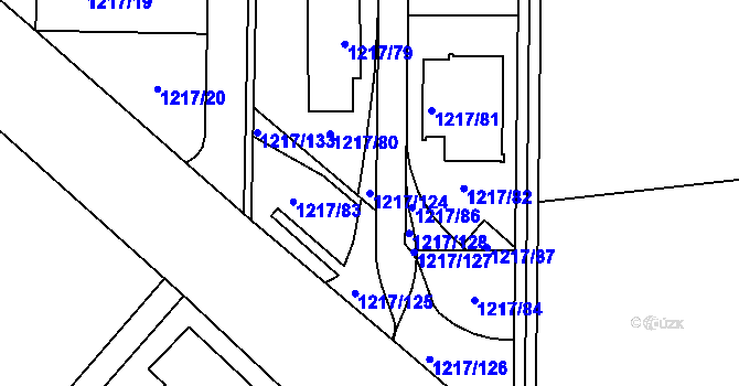 Parcela st. 1217/124 v KÚ Slatina, Katastrální mapa