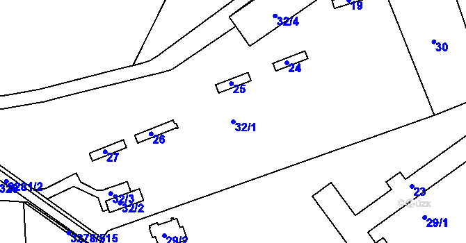 Parcela st. 32/1 v KÚ Líšeň, Katastrální mapa