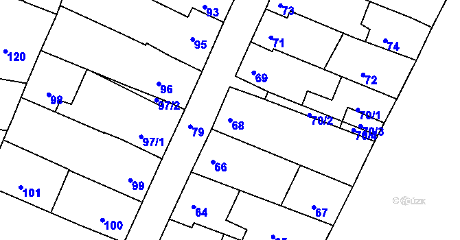 Parcela st. 68 v KÚ Líšeň, Katastrální mapa