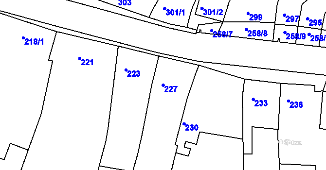 Parcela st. 227 v KÚ Líšeň, Katastrální mapa