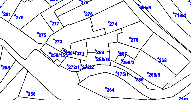 Parcela st. 269 v KÚ Líšeň, Katastrální mapa