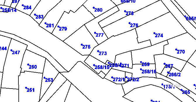 Parcela st. 273 v KÚ Líšeň, Katastrální mapa