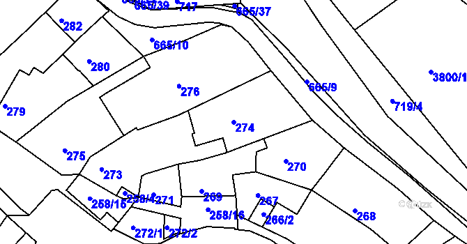 Parcela st. 274 v KÚ Líšeň, Katastrální mapa