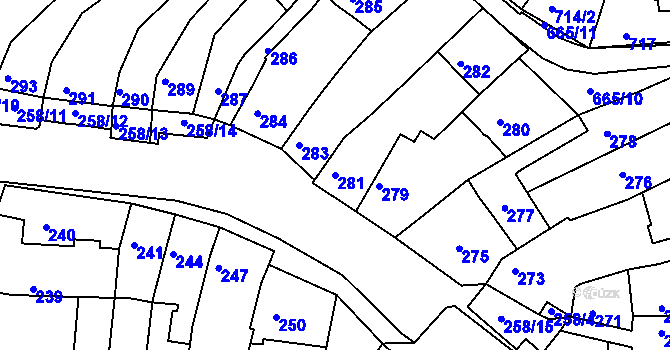 Parcela st. 281 v KÚ Líšeň, Katastrální mapa