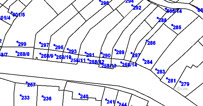 Parcela st. 290 v KÚ Líšeň, Katastrální mapa
