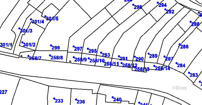 Parcela st. 293 v KÚ Líšeň, Katastrální mapa