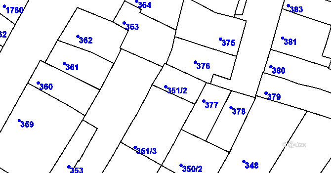 Parcela st. 351/2 v KÚ Líšeň, Katastrální mapa