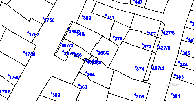 Parcela st. 368/2 v KÚ Líšeň, Katastrální mapa