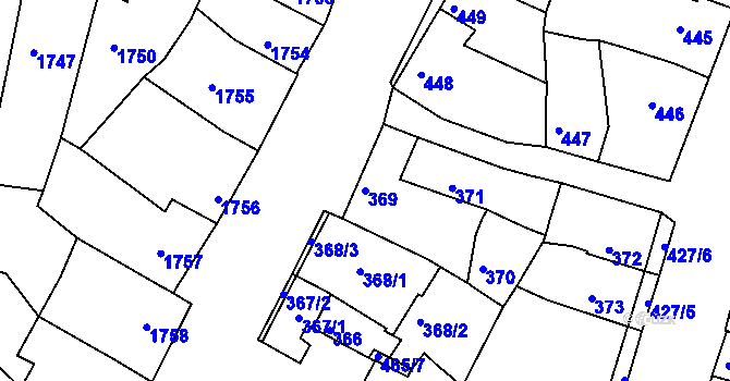 Parcela st. 369 v KÚ Líšeň, Katastrální mapa
