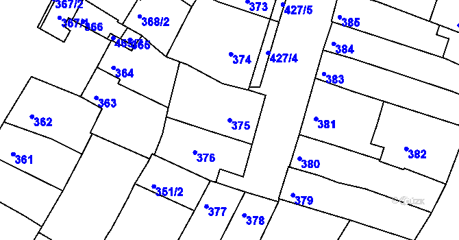 Parcela st. 375 v KÚ Líšeň, Katastrální mapa