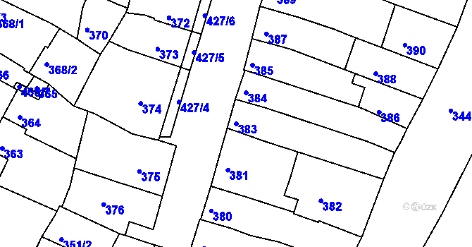 Parcela st. 383 v KÚ Líšeň, Katastrální mapa