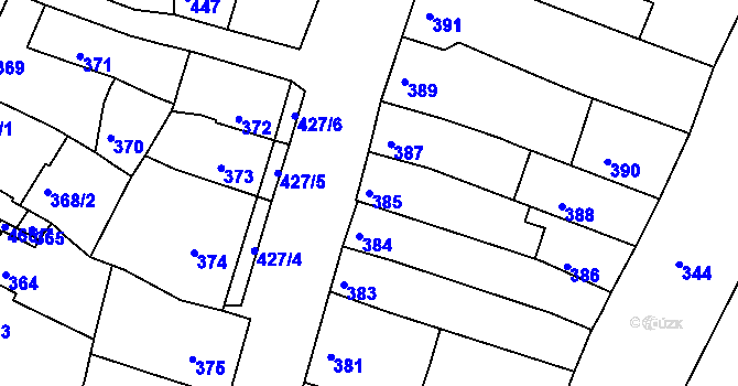 Parcela st. 385 v KÚ Líšeň, Katastrální mapa