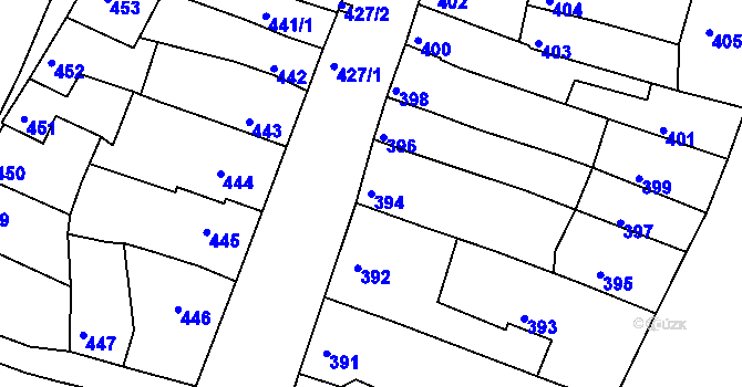 Parcela st. 394 v KÚ Líšeň, Katastrální mapa