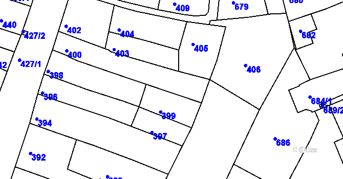Parcela st. 401 v KÚ Líšeň, Katastrální mapa