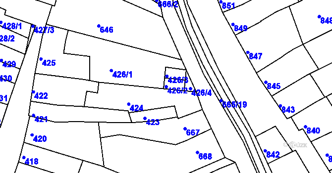 Parcela st. 426/2 v KÚ Líšeň, Katastrální mapa