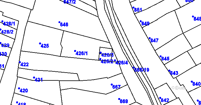 Parcela st. 426/3 v KÚ Líšeň, Katastrální mapa
