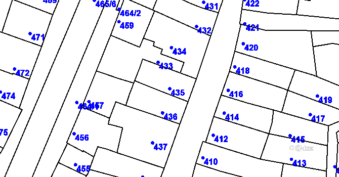 Parcela st. 435 v KÚ Líšeň, Katastrální mapa