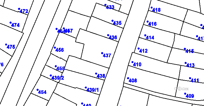 Parcela st. 437 v KÚ Líšeň, Katastrální mapa