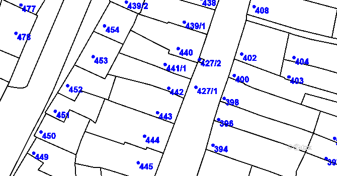 Parcela st. 442 v KÚ Líšeň, Katastrální mapa