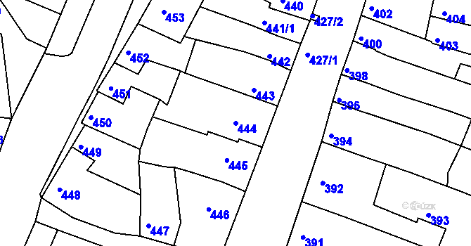 Parcela st. 444 v KÚ Líšeň, Katastrální mapa