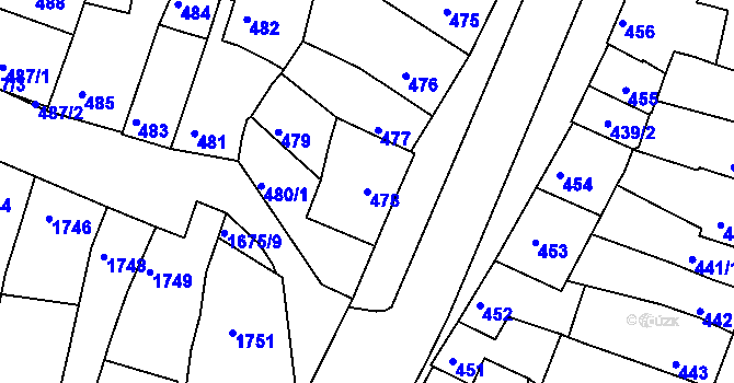 Parcela st. 478 v KÚ Líšeň, Katastrální mapa